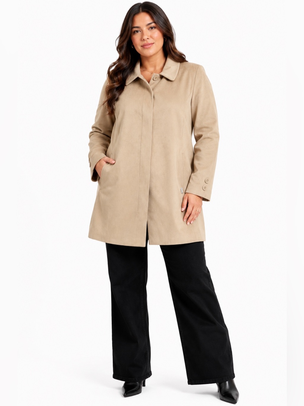 90s Vintage London Fog Faux Suede Coat (Tan) Size M